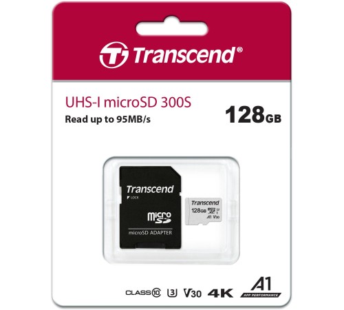 Карта памяти/ Transcend 128GB microSDXC Class 10 UHS-I U1 R95, W45MB/s with SD adapter Карта памяти/ Transcend 128GB microSDXC Class 10 UHS-I U1 R95, W45MB/s with SD adapter