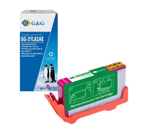Картридж Cartridge GG 912XL для OfficeJet 8013/8023/8025 пурпурный 825 стр. аналог 3YL82AE гарантия 36 мес.
