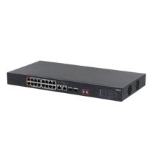 16-портовый неуправляемый коммутатор с РоЕ; Порты: 16 RJ45 10/100Мбит/с (PoE/PoE+/Hi-PoE) 2 комбинированных SFP/RJ45 10/100/1000Мбит/с (uplink); мощность PoE: порты 12 до 60Вт порты 316 до 30Вт суммарно до 135Вт; питание: 100240В(AC)