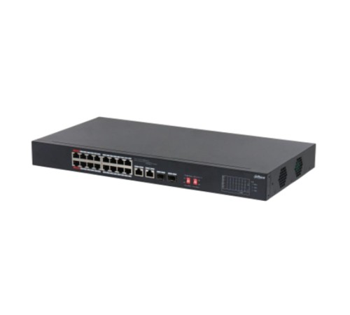 16-портовый неуправляемый коммутатор с РоЕ; Порты: 16 RJ45 10/100Мбит/с (PoE/PoE+/Hi-PoE) 2 комбинированных SFP/RJ45 10/100/1000Мбит/с (uplink); мощность PoE: порты 12 до 60Вт порты 316 до 30Вт суммарно до 135Вт; питание: 100240В(AC)