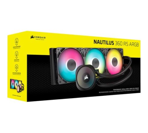 Система жидкостного охлаждения/ Water Cooling System Corsair NAUTILUS 360 ARGB (360mm, Black, ARGB/ Fans: 3x120mm, 72.8CFM, 36dBA, 1700RPM/ S: 1851, 1700, AM5, AM4) Система жидкостного охлаждения/ Water Cooling System Corsair NAUTILUS 360 ARGB (360mm, Black, ARGB/ Fans: 3x120mm, 72.8CFM, 36dBA, 1700RPM/ S: 1851, 1700, AM5, AM4)