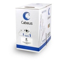  Cabeus UTP-4P-Cat.5e-SOLID-GY Кабель витая пара UTP (U/UTP), категория 5e, 4 пары (24 AWG), одножильный, серый (305 м), системная гарантия 25 лет.
