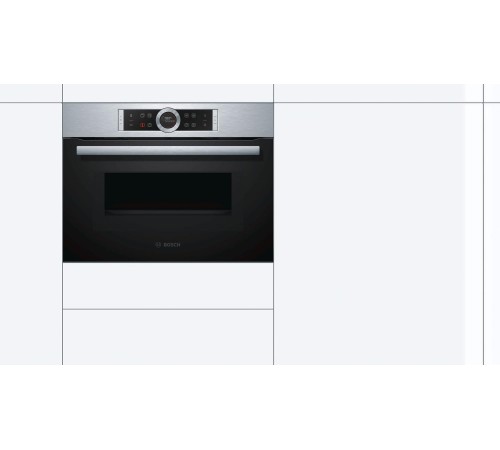 Встраиваемая электрическая духовка BOSCH С СВЧ, 45.5x59.5x54.8 см, 45л, дисплей, 6 режимов, EcoClean, сталь, максимальная мощность микроволн 900 Вт