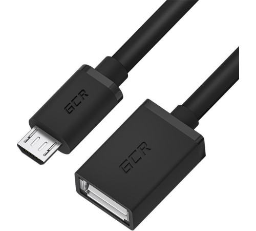 GCR Адаптер переходник OTG 0.15m USB, microB 5pin/AF, черный, 28/28 AWG, морозостойкий, GCR-53381