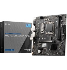 Материнская плата MSI  PRO H610M-G WIFI DDR4,H610,LGA1700,2DDR4,1PCI-Ex16,1PCI-Ex1,1M.2,4SATA3,4USB3.2
