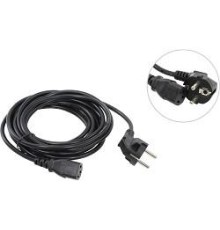 Кабель/ Кабель компьютер --> розетка 220V ( угловая Евровилка) <VDE> 3G*0,75mm2 VCOM <CE021-CU0.75-3> , 3,0м