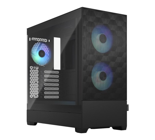 Корпус ПК без блока питания/ Case Fractal Design Pop Air RGB TG Clear Tint, Midi-Tower, 3x120mm RGB, 2xUSB-A 3.2 ATX, mATX, mITX Black
