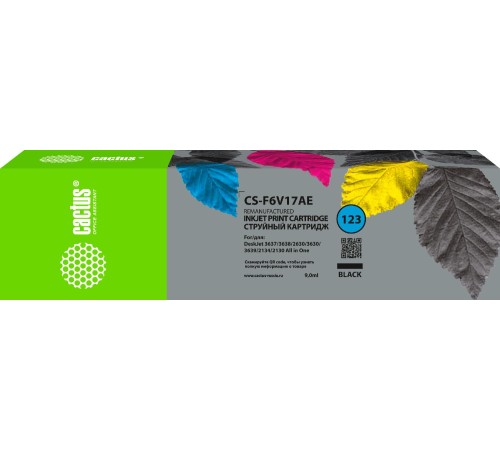 -/ Картридж струйный Cactus CS-F6V17AE №123 черный (9мл) для HP HP DeskJet 2130