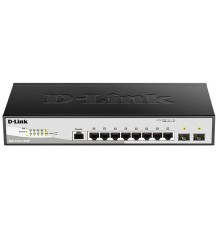 Коммутатор D-Link Управляемый L2 коммутатор, 8x1000Base-T, 2x1000Base-X SFP, защита от статического электричества до 6 кВ, CLI, консольный порт RJ-45, RPS, поддержка Dying Gasp