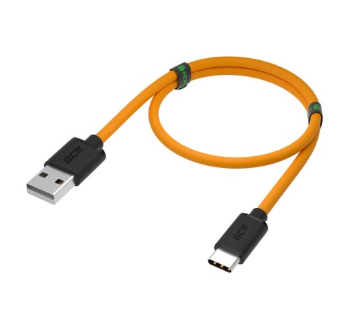 GCR QC Кабель 1.0m, TypeC, быстрая зарядка, оранжевый TPE, черные коннекторы, 28/22 AWG, GCR-52723