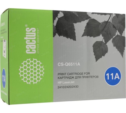 -/ Картридж лазерный Cactus CS-Q6511A Q6511A черный (6000стр.) для HP LJ 2410/2420/2430