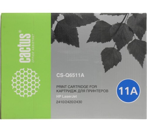 -/ Картридж лазерный Cactus CS-Q6511A Q6511A черный (6000стр.) для HP LJ 2410/2420/2430