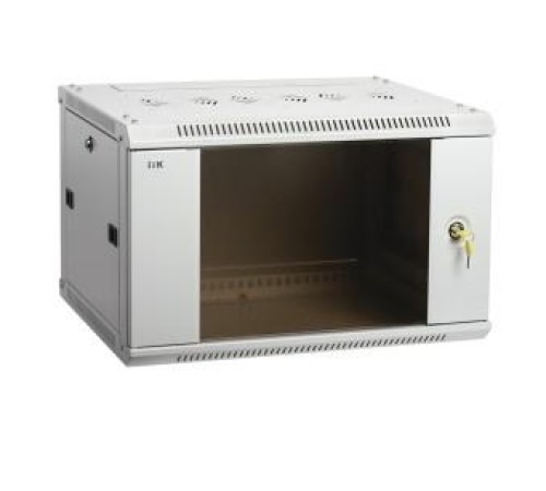 19" настенный шкаф  6U 600x450, стекл. передняя дверь, серый (плоск. упак)