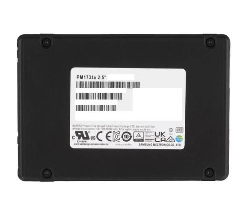 Твердотельный накопитель Samsung Enterprise SSD, 2.5"(SFF/U.3) 15mm, PM1733a, 3840GB, NVMe PCIe 4.0 1x4, DP 2x2, R7500/W4100Mb/s, IOPS(R4K) 1600K/170K, MTBF 2M, 1DWPD/5Y, TBW 7008TB, OEM Твердотельный накопитель Samsung Enterprise SSD, 2.5"(SFF/U.3) 15mm, PM1733a, 3840GB, NVMe PCIe 4.0 1x4, DP 2x2, R7500/W4100Mb/s, IOPS(R4K) 1600K/170K, MTBF 2M, 1DWPD/5Y, TBW 7008TB, OEM