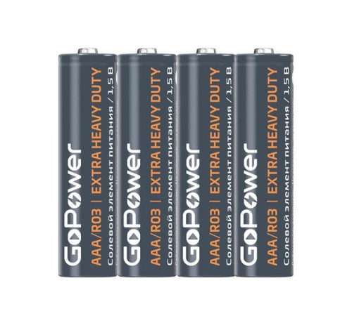 Батарейка AAA/ Батарейка GoPower R03 AAA Shrink 4 Heavy Duty 1.5V (4/60/1200) (4 шт.) Батарейка AAA/ Батарейка GoPower R03 AAA Shrink 4 Heavy Duty 1.5V (4/60/1200) (4 шт.)