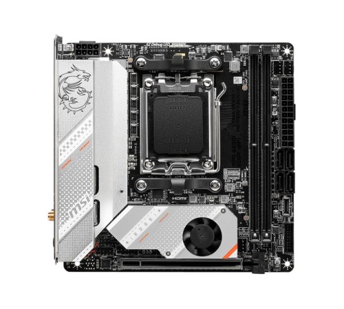 Материнская плата/ MB MSI AMD B650 sAM5, 2xDDR5(128GB), HDMI 2.1, 1xPCIe 4.0x16, 1xLAN (2.5GbE), Wi-Fi, BT, 4xSATA 6Gb/s, 2xM.2, 1xUSB-C, 5xUSB 3.2, mini ITX Материнская плата/ MB MSI AMD B650 sAM5, 2xDDR5(128GB), HDMI 2.1, 1xPCIe 4.0x16, 1xLAN (2.5GbE), Wi-Fi, BT, 4xSATA 6Gb/s, 2xM.2, 1xUSB-C, 5xUSB 3.2, mini ITX