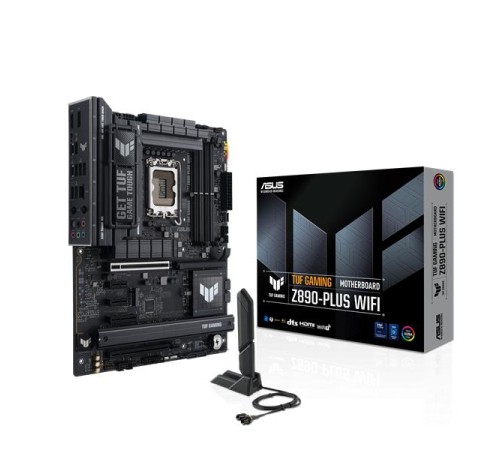 Материнская плата ASUS TUF GAMING Z890-PLUS WIFI, LGA1851, Z890, 4*DDR5, 4*SATA, 4*M.2, 6*USB 3.2, Type-C, 2*PCIx16, 1*PCIx4, 2*PCIx1,  Thunderbolt™ 4, HDMI+DP, ATX; 90MB1IQ0-M0EAY0