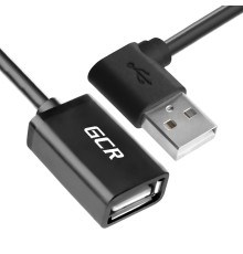 Greenconnect Удлинитель 0.5m USB 2.0, AM угловой/AF, черный, 28/28 AWG, морозостойкий, GCR-AUEC6M-0.5m
