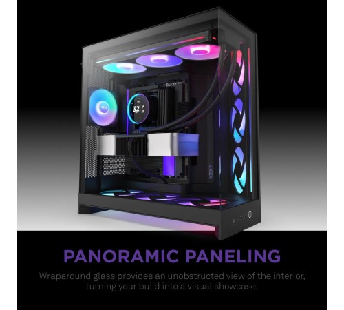 Корпус без блока питания/ Case NZXT H9 Flow RGB+ (2025), Midi-Tower, TG, 6x140mm RGB + 1x120mm RGB, 2xUSB-A 3.2 + 1xUSB-C 3.2, E-ATX, ATX, mATX, mITX Black