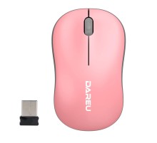 Мышь беспроводная Dareu LM106G Pink-Grey (розовый с серым), DPI 1200, ресивер 2.4GHz, размер 99.4x59.7x38.4мм