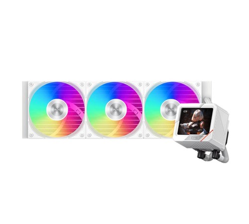 Система охлаждения/ Water Cooling System PCCooler GT360 ARGB Display WH (310W, 360mm, LED temp., White, ARGB/ Fans: 3x120mm, 99CFM, 41.5dBA, 3000RPM/ Pump 15dBA, 2600RPM, Rad thickness 27mm/ S: 1851, 1700, 1200, 115X, AM5, AM4) Система охлаждения/ Water Cooling System PCCooler GT360 ARGB Display WH (310W, 360mm, LED temp., White, ARGB/ Fans: 3x120mm, 99CFM, 41.5dBA, 3000RPM/ Pump 15dBA, 2600RPM, Rad thickness 27mm/ S: 1851, 1700, 1200, 115X, AM5, AM4)