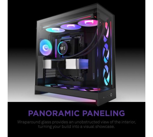 Корпус без блока питания/ Case NZXT H9 Flow RGB (2025), Midi-Tower, TG, 3x140mm RGB + 1x120mm, 2xUSB-A 3.2 + 1xUSB-C 3.2, E-ATX, ATX, mATX, mITX Black