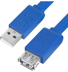 Greenconnect Удлинитель PROF 5.0m USB 2.0, AM/AF, плоский синий, морозостойкий, GCR-UEC2M2-BD-5.0m