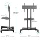 Мобильная стойка ONKRON на 1 для ТВ и сенсорных панелей/ 32-70" от 100х100 до 400х600 наклон 0-90? макс нагр 45кг Высота 800-1010мм, кабель-канал, регулировка полки по высоте, колесики с блокировкой, Размер основания: 860х600 мм, черная