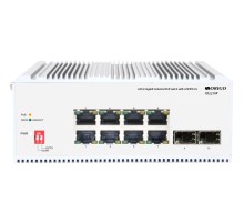 Коммутатор/ Unmanaged Industrial Switch 8x1000Base-T PoE, 2x1000Base-X SFP, PoE Budget 185W, Surge 4KV, -40 to 75°C