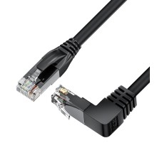 GCR Патч-корд прямой 1.0m UTP кат.5e, черный, нижний угол, литой, ethernet high speed, RJ45, T568B, GCR-53195