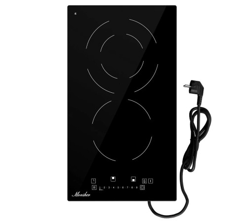 Варочная панель Monsher/ Варочная панель Monsher, High-Tech, Hi-Light, 30 см, 2 конфорки, 9 уровней мощности, слайдерное управление, автоматическое отключение, индикация остаточного тепла, пауза, таймер, цвет черный Варочная панель Monsher/ Варочная панель Monsher, High-Tech, Hi-Light, 30 см, 2 конфорки, 9 уровней мощности, слайдерное управление, автоматическое отключение, индикация остаточного тепла, пауза, таймер, цвет черный