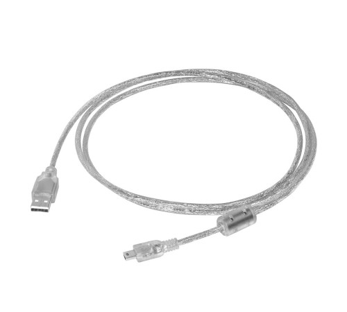 GCR Кабель 0.15m USB 2.0, AM/mini 5P, прозрачный, 28/28 AWG, экран, армированный, морозостойкий, GCR-UM1M5P-BB2S-0.15m