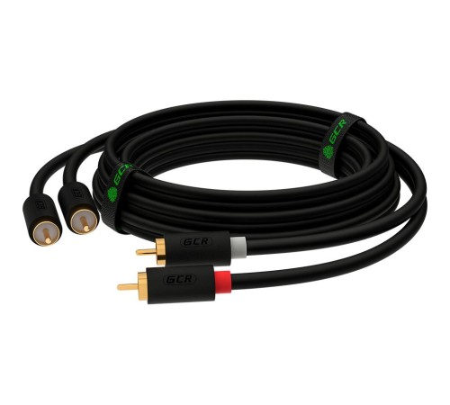 GCR Кабель 1.5m аудио 2 х RCA / 2 х RCA , GOLD, черный, GCR-53109