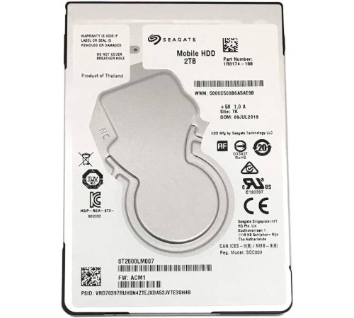Жесткий диск/ HDD Seagate SATA 2Tb 2.5" Mobile 7mm 5400 RPM 128Mb 1 year warranty