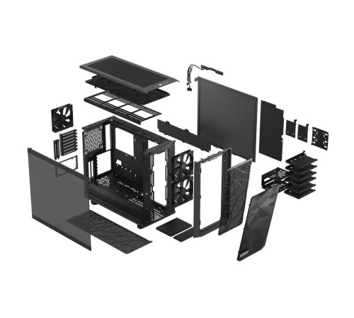 Корпус ПК без блока питания/ Case Fractal Design Meshify 2 TG Light Tint, Midi-Tower, 3x140mm, 2xUSB-A 3.2 + 1xUSB 3.2 Type-C E-ATX, ATX, mATX, mITX Gray