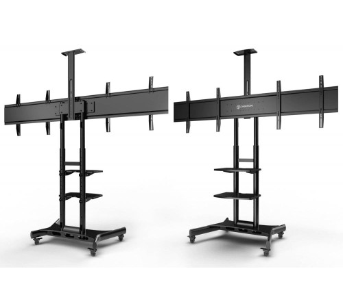 ONKRON мобильная стойка для двух ТВ 40"-65", макс 105.9кг, чёрная TS1881DV ONKRON мобильная стойка для двух ТВ 40"-65", макс 105.9кг, чёрная TS1881DV