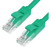 Greenconnect Патч-корд прямой 1.5m, UTP кат.5e, зеленый, позолоченные контакты, 24 AWG, литой, GCR-LNC05-1.5m, ethernet high speed 1 Гбит/с, RJ45, T568B