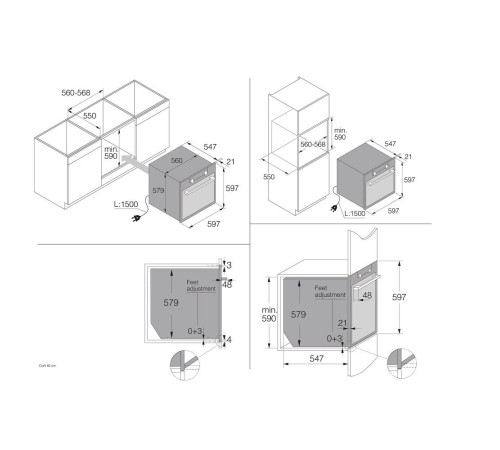 Встраиваемые электрические духовки ASKO/ Арт. 742130 ; 59.5x59.5x54.6, гриль, сенсорное управление, TFT дисплей, пиролитическая очистка, таймер, антрацит