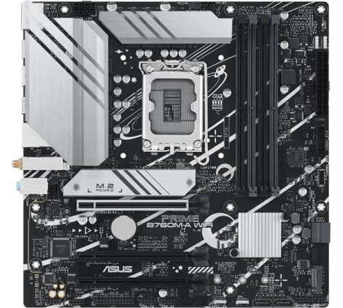 Материнская плата ASUS PRIME B760M-A WIFI, LGA1700, B760, 4*DDR5, 4*SATA, 2*M.2, 2*USB 3.2, 4*USB 2.0, 3*PCIx16, DP+2*HDMI, mATX; 90MB1EL0-M1EAY0
