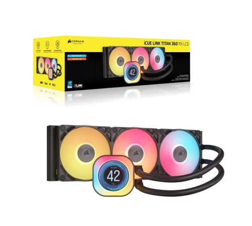 Система жидкостного охлаждения/ Water Cooling System Corsair iCUE LINK TITAN 360 RX LCD (360mm, Black, RGB/ Fans: 3x120mm, 73.5CFM, 36dBA, 2100RPM/ S: 1851, 1700, AM5, AM4) Система жидкостного охлаждения/ Water Cooling System Corsair iCUE LINK TITAN 360 RX LCD (360mm, Black, RGB/ Fans: 3x120mm, 73.5CFM, 36dBA, 2100RPM/ S: 1851, 1700, AM5, AM4)