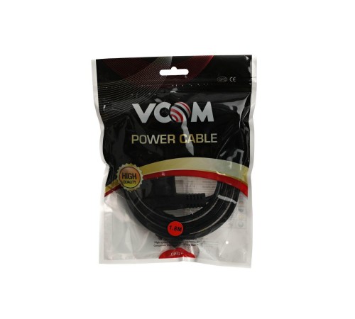 Кабель/ Кабель компьютер --> розетка 220V ( угловая Евровилка) <VDE> 3G*0,5mm2 VCOM <CE021-CU0.5-1.8> , 1.8м
