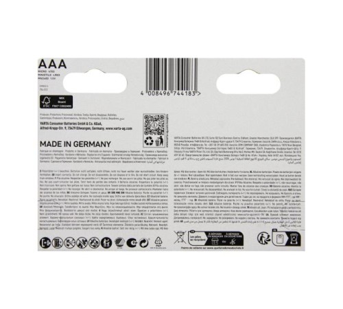 Батарейка AAA/ Батарейка Varta LONGLIFE MAX POWER (MAX TECH) LR03 AAA BL8 Alkaline 1.5V (4703) (8/160) (8 шт.) Батарейка AAA/ Батарейка Varta LONGLIFE MAX POWER (MAX TECH) LR03 AAA BL8 Alkaline 1.5V (4703) (8/160) (8 шт.)
