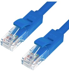 Greenconnect Патч-корд прямой 20.0m, UTP кат.5e, синий, позолоченные контакты, 24 AWG, литой, GCR-LNC01-20.0m, ethernet high speed 1 Гбит/с, RJ45, T568B