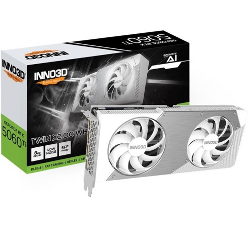 Видеокарта INNO3D RTX 5060 Ti Twin X2 OC WHITE//RTX5060Ti, HDMI, DP*3, 8G,D7