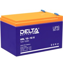 Батарея DELTA серия HRL-X, HRL 12-12 X, напряжение 12В, емкость 12Ач (разряд 10 часов),  макс. ток разряда (5 сек.) 160А, макс. ток заряда 3.6А, свинцово-кислотная типа AGM, клеммы F2, ДxШxВ 151х98х95мм., вес 3.85кг., срок службы 12 лет./ Battery DELTA se