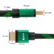 Greenconnect Кабель 0.5m HDMI версия 2.0, HDR 4:2:2, Ultra HD, 4K 60 fps 60Hz/5K*30Hz, 3D, AUDIO, 18.0 Гбит/с, 28/28 AWG, OD7.3mm, тройной экран, BICOLOR нейлон, AL корпус зеленый, GCR-51484