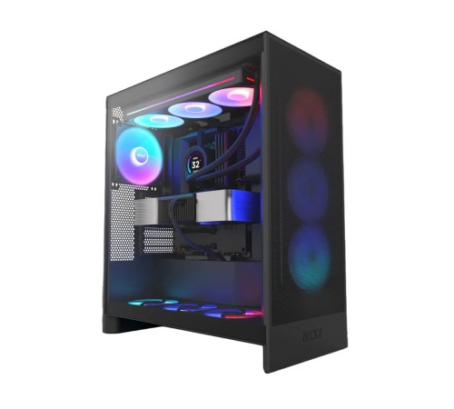 Корпус без блока питания/ Case NZXT H7 Flow RGB, Midi-Tower, TG, 3x120mm RGB, 2xUSB-A 3.2 + 1xUSB-C 3.2, E-ATX, ATX, mATX, mITX Black