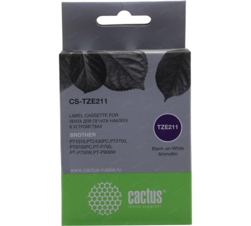 -/ Картридж ленточный Cactus CS-TZE211 TZe-211 черный для Brother 1010/1280/1280VP/2700VP