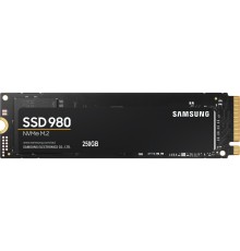 Твердотельные накопители/ Samsung SSD 980, 250GB, M.2(22x80mm), NVMe 1.4, PCIe 3.0 x4, 3-bit MLC, R/W 2900/1300MB/s, IOPs 230 000/320 000, TBW 150, DWPD 0.33 (12 мес.)