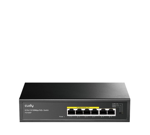 Коммутатор/ 6-Port 10/100M PoE Switch with 4 POE Ports Unmanaged Desktop Switch, support 4-port IEEE 802.3at PoE+ Injector (Port-1 to Port-4), Supports PoE power up to 30W for each PoE port, CCTV Mode (Transmit distance up to 250m at 10Mbps), Fanless, ±4 Коммутатор/ 6-Port 10/100M PoE Switch with 4 POE Ports Unmanaged Desktop Switch, support 4-port IEEE 802.3at PoE+ Injector (Port-1 to Port-4), Supports PoE power up to 30W for each PoE port, CCTV Mode (Transmit distance up to 250m at 10Mbps), Fanless, ±4